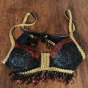 Vintage handmade Sequin 1 of a Kind Corset top non under wire.